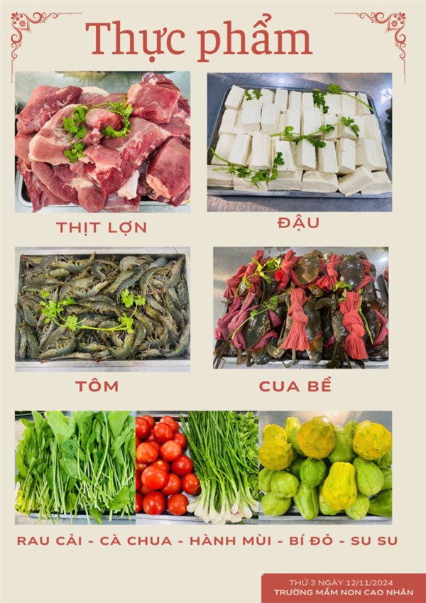 Thực đơn của bé