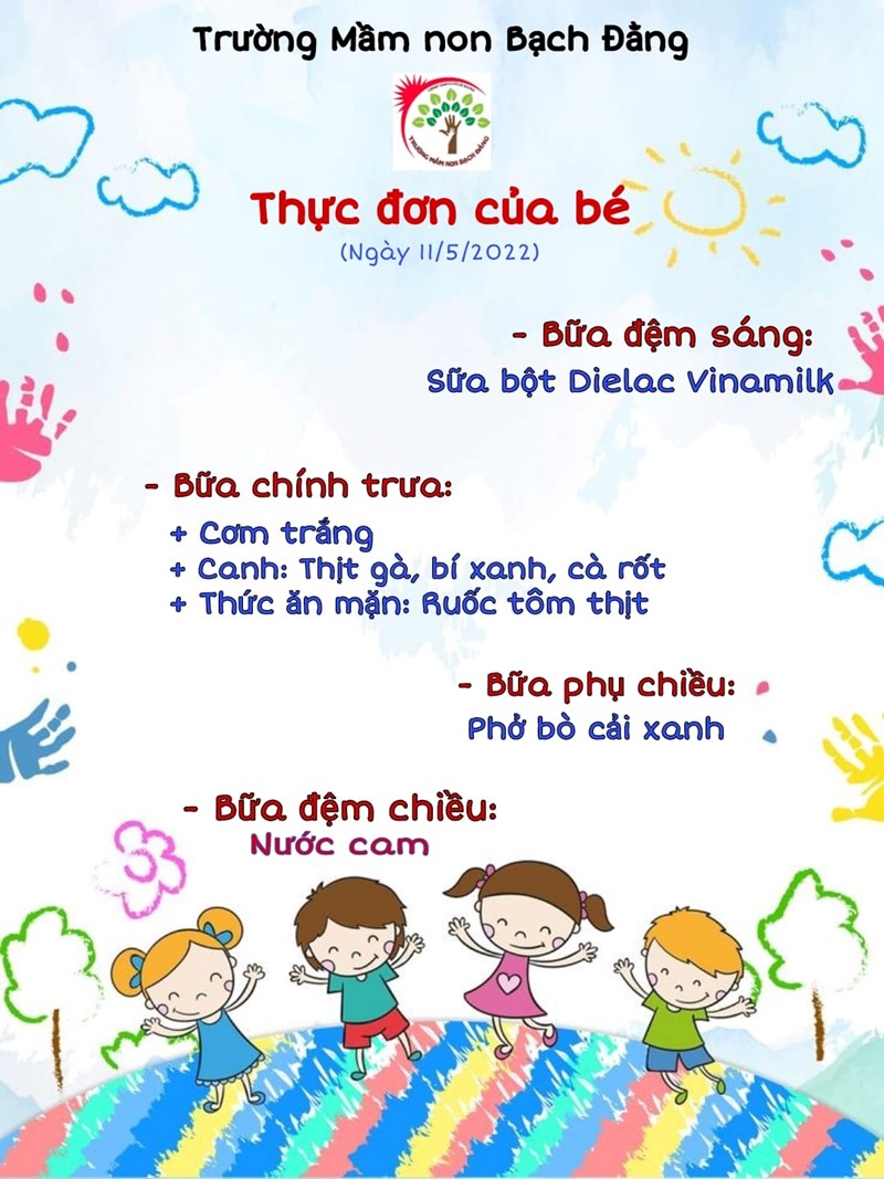 Thực đơn của bé ngày 11/5/2022