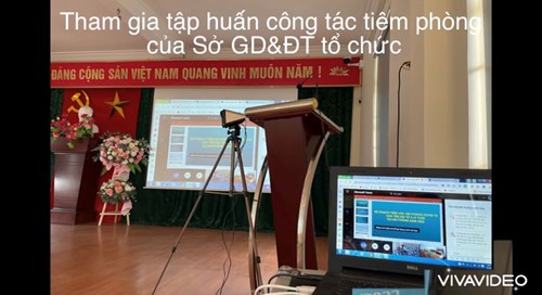 Tham gia tập huấn tiêm phòng Vắc xin Covid-19 cho trẻ từ 5-11 tuổi trực tuyến với điểm cầu Sở giáo dục và đào tạo do Sở y tế hướng dẫn, triển khai