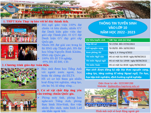 Giao chỉ tiêu kế hoạch tuyển sinh lớp 10 cho các trường Trung học phổ thông năm học 2022 - 2023