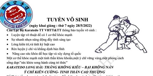 Tuyển sinh lớp Võ Karatedo